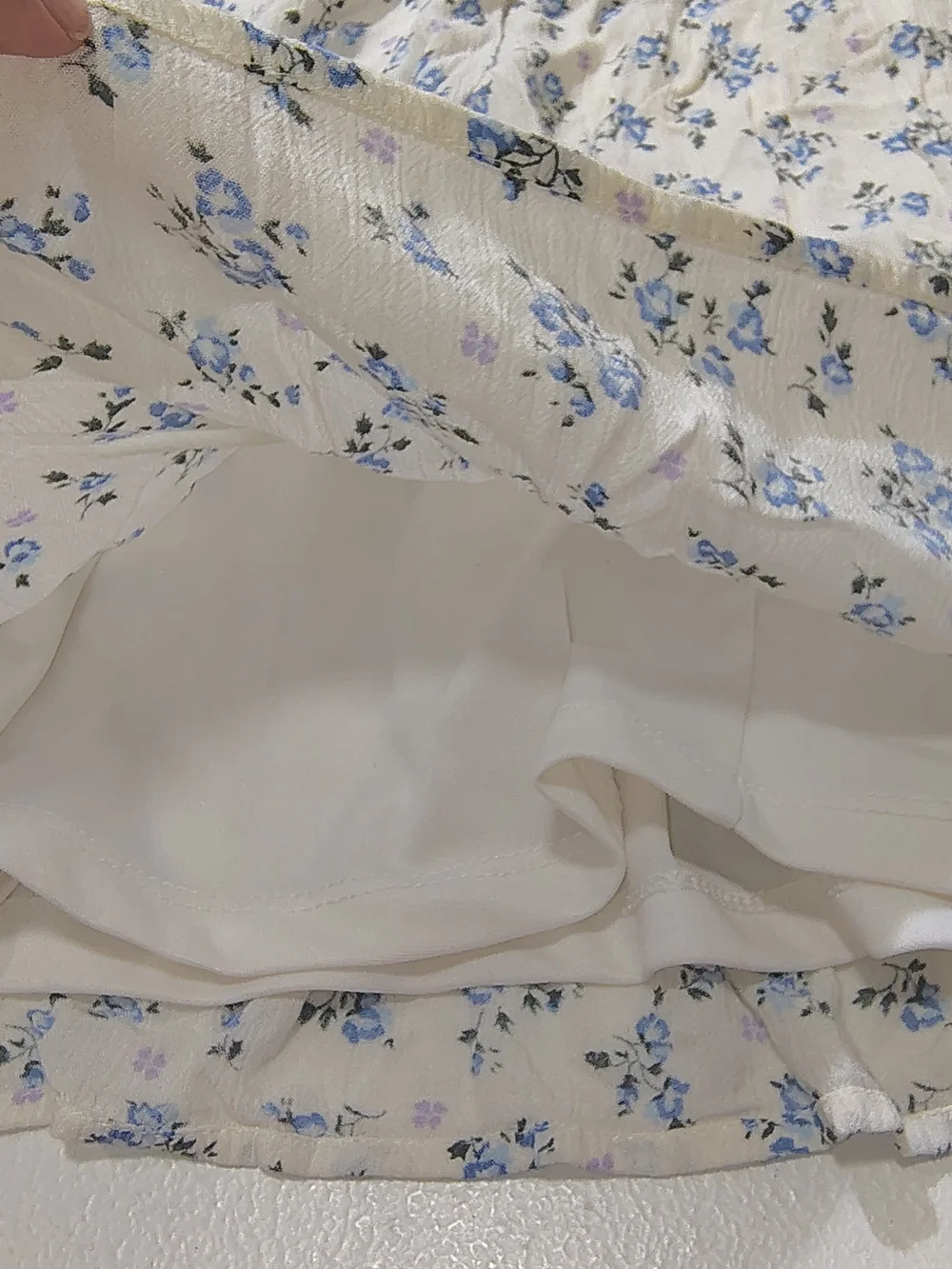 Justice Cream Dress with Blue and Lilac Floral Print 100% Viscose Size 10